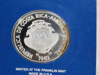 1982 Costa Rica Silver Proof 250 Colones Jaguar PROOF Coin Franklin - RARE 3