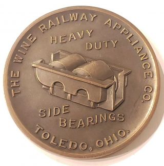 Vintage Railroad Bronze Advertising Medal Wine Railway Appliance Co Hopper Locks