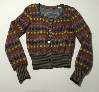 Vintage Missoni 60s 70s Knit Wool Cardigan Sweater Sz Small