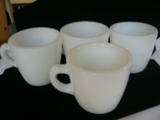 4 Vintage Fire King White Restaurant Ware Coffee Cups Dinnerware