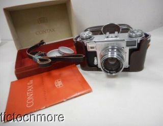 Vintage Zeiss Ikon Contax Iia Camera U3045 W/ Zeiss Opton Lens,  Case & Box