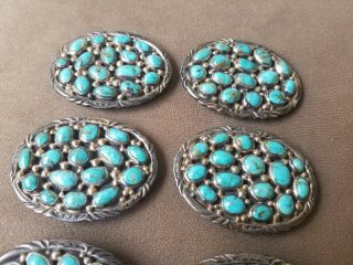 Antique Native American Sterling Silver Turquoise Belt Buckle with Belt Plates 2