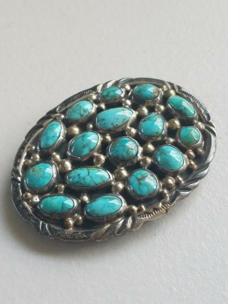 Antique Native American Sterling Silver Turquoise Belt Buckle with Belt Plates 4