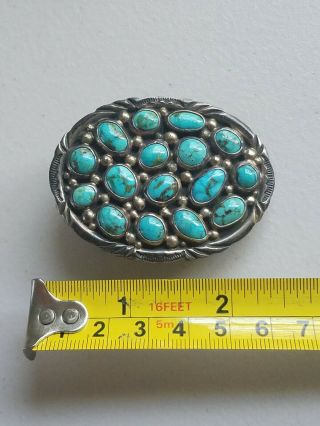 Antique Native American Sterling Silver Turquoise Belt Buckle with Belt Plates 8