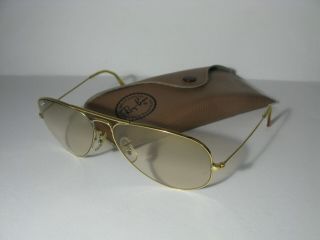 Ray Ban Vintage Bausch & Lomb Aviator Sunglasses Gold 58mm B&l Vgc With Case