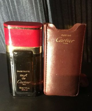 Vintage Cartier Must De Cartier Perfume,  Formula Leather Pouch Rare