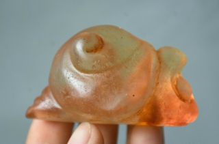2.  4 " Old Chinese Hongshan Culture Red Crystal Carved Snail Turbo Pendant Amulet