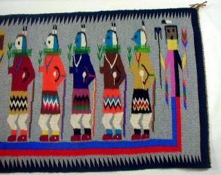 Vintage Navajo Rug Weaving Shiprock Yei 1960 ' s Native American Indian Art 19x30 3