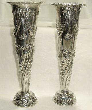 A Late Victorian Solid Silver Spill Vases By Goldsmiths & Silversmiths