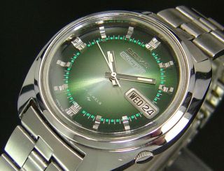 Seiko 5 Actus 1973 Vintage Automatic Mens Green Watch 7019 From Japan