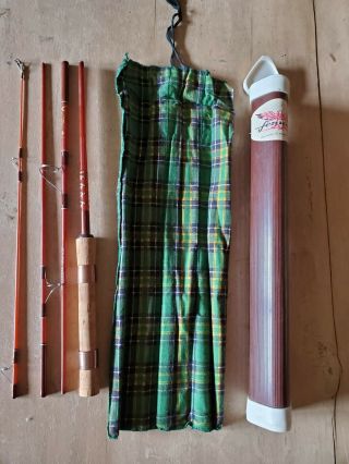 Vintage Fenwick Fs67 - 4 5 3/4 Spinning Fishing Rod Case Green Flannel Bag