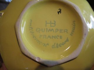 SET 7 VTG HB Henriot Quimper France Yellow Soleil Cups & Saucers - 7 Men/1 Woman 6