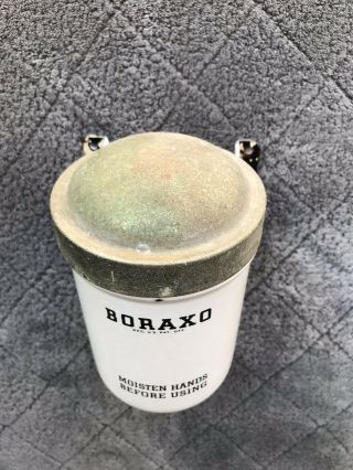 Vintage Porcelain Boraxo Wall Mount Soap Dispenser Powdered Antique 2