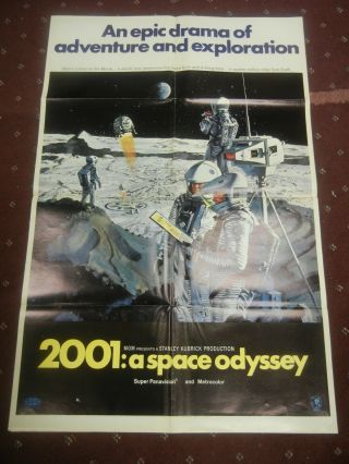 2001: A Space Odyssey 27 X 41 Movie Poster 1968 Cinemasterpie Rare