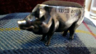 Antique 1907 Edwardian Silver Pig Novelty Pin Cushion H V Pithey & Co 2