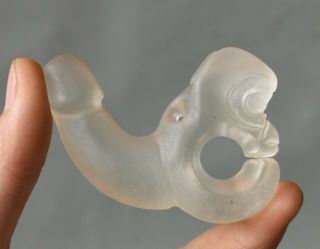 2.  8 " Old Chinese Hongshan Culture White Crystal Pig Dragon Phallus Penis Pendant