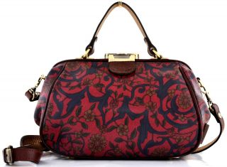 Nwt Patricia Nash Gracchi Spanish Vintage Tapestry Leather Satchel Red Navy Gold