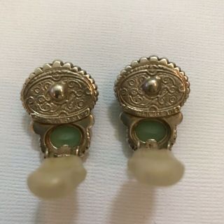 Authentic Stephen Dweck Sterling Green Chrysoprase & Chalcedony Clip Earrings 6