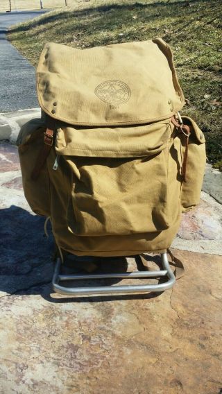 Boy Scouts Of America Vintage 1307 Tan Canvas Backpack Aluminum Frame Frontier