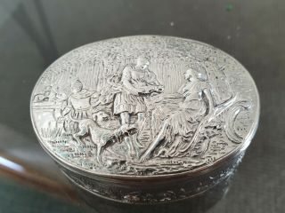 Rare Victorian Hunting Solid Silver Snuff Box 1895 London Samuel Boaz Landeck