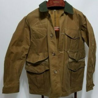 Vintage Filson Style 62 Tin Cloth Hunting Shooting Utility Jacket Tan 42 Large