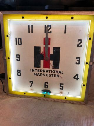 Vintage International Harvester Ih Neon Clock Square Neon 1940 