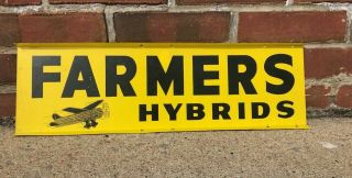Farmers Hybrid Tin Nos Sign Farm Ag Vintage Old Corn
