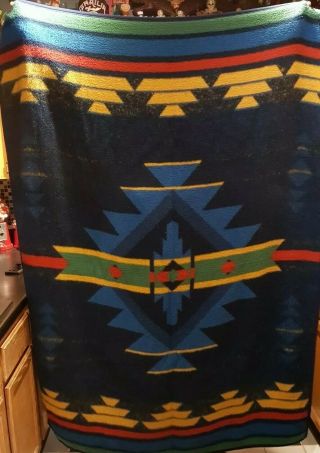Vtg Biederlack Aztec Southwest Indian Camp Santa Fe Geometric Blanket 54x76 "