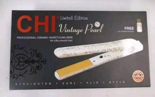 Chi Limited Edition Vintage Pearl White Silver Crystlal Ceramic Hair Iron