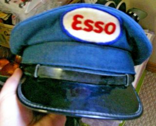 Vintage Collectible Esso Oil Service Gas Station Uniform Hat Cap Patch