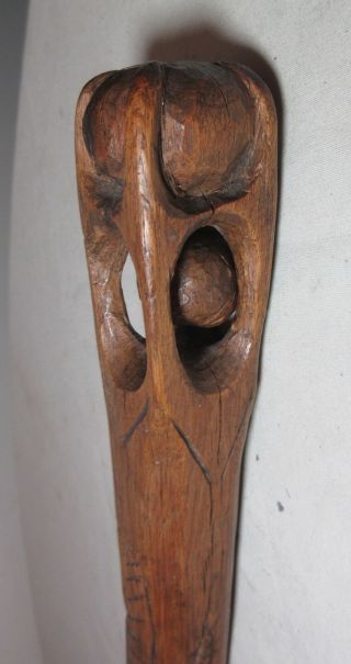 Antique 19th Century Hand Carved Wood Folk Art Puzzle Ball Walkng Stick Cane