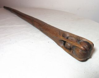 antique 19th century hand carved wood Folk art puzzle ball walkng stick cane 2
