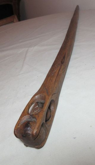 antique 19th century hand carved wood Folk art puzzle ball walkng stick cane 3