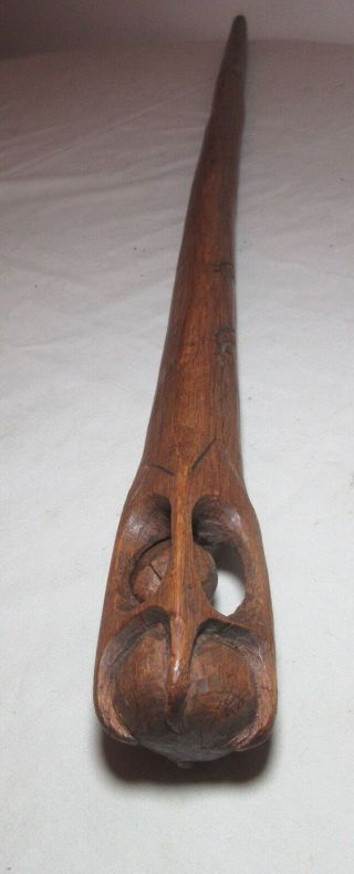 antique 19th century hand carved wood Folk art puzzle ball walkng stick cane 7