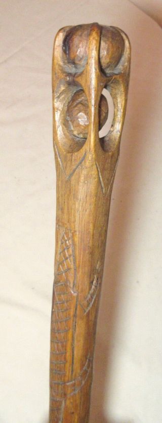 antique 19th century hand carved wood Folk art puzzle ball walkng stick cane 8