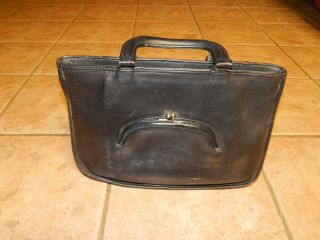 Rare Vintage Bonnie Cashin Coach Kiss Lock Black Leather Handbag