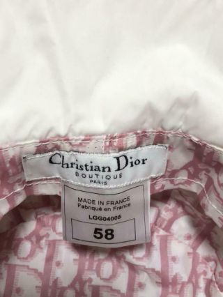 Authentic Christian Dior Vintage Trotter Print Monogram Hat Pink Size 58