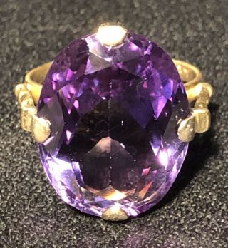 14k Solid Gold Antique Purple Gemstone Ring 6.  6 Grams