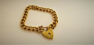 Vintage 9ct Gold On Metal Core 20 Microns Heart Pendant Charm Bracelet