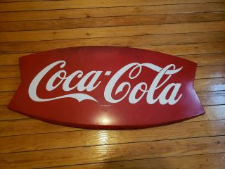 Vintage Metal Coca Cola Fishtail Sign