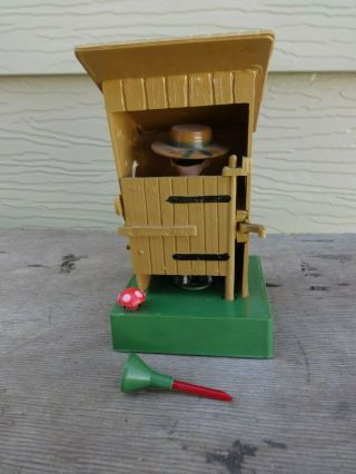 Vintage Novelty Toy The Out House Plastic Peeing Man Gag Toy 1960 