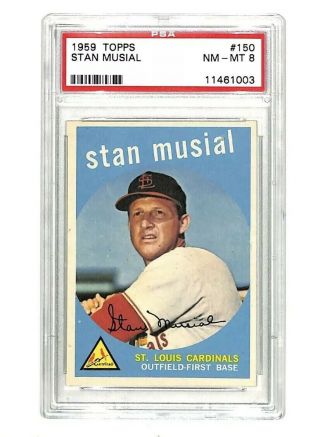 1959 Topps 150 Stan Musial Vintage Card Psa 8 Cardinals