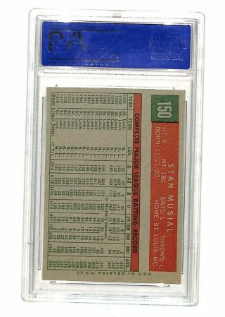 1959 Topps 150 Stan Musial vintage card PSA 8 Cardinals 2