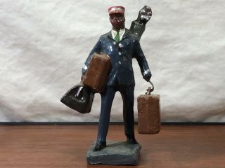 Vintage 1950’s Black Americana Afro American Train Station Porter Toy Figure