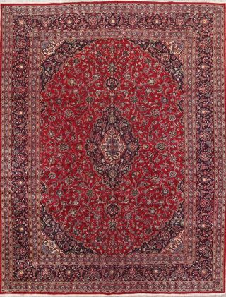 Vintage Traditional Floral Red Persian Oriental Hand - Knotted 10x13 Area Rug Wool