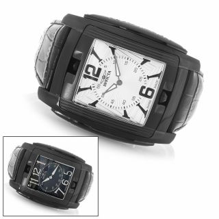 Mens Invicta 90180 Transatlantic Swiss Dual Movement Flip Dial Leather Watch