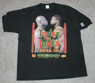 Vtg 90s Boxing Rap Tee Uncivil War 1994 James Toney Roy Jones Jr Mgm Vegas Tyson