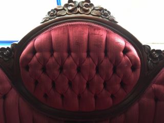 Victorian Style Couch Cameo Parlor Sofa Burgundy Velvet 2