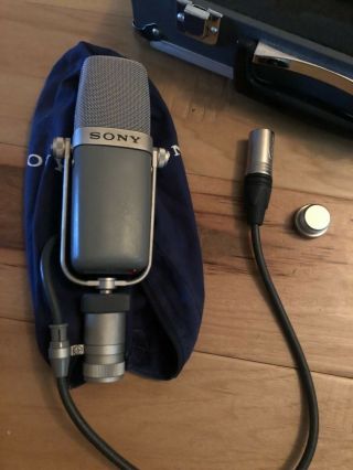 Vintage Sony C - 38b/ Condenser W/ Mic Stand Adapter And Case