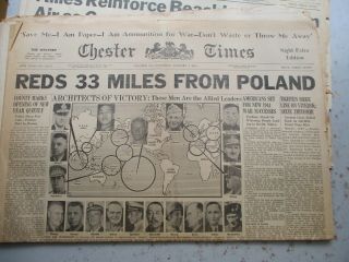 EIGHT 1945 WWII Era Chester Pennsylvania Times 1940 - 1945 D - Day,  VE,  VJ,  FDR 4